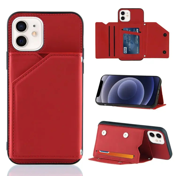 Skin Feel PU + TPU + PC Back Cover Shockproof Case with Card Slots & Holder & Photo Frame For iPhone 11 For iPhone 11