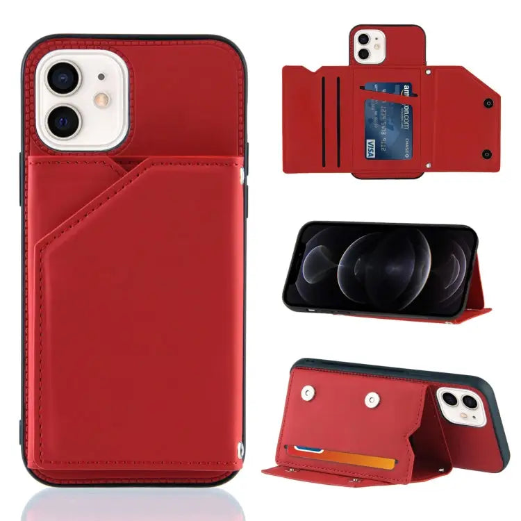 Skin Feel PU + TPU + PC Back Cover Shockproof Case with Card Slots & Holder & Photo Frame For iPhone 11 For iPhone 11
