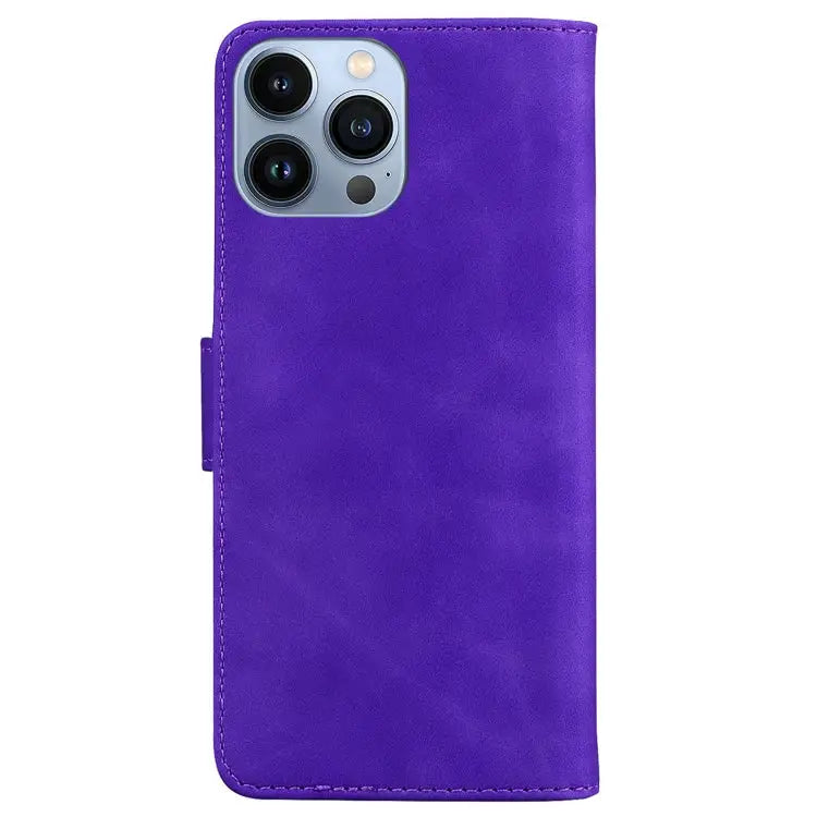 Skin Feel Pure Color Flip Leather Phone Case For iPhone 14 Pro Max - Apple Accessories