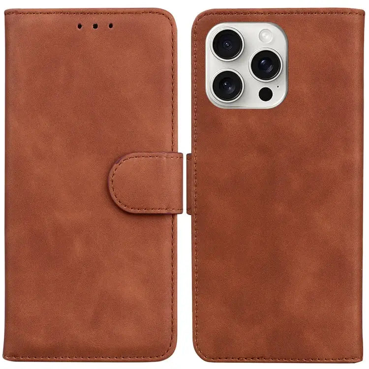 Skin Feel Pure Color Flip Leather Phone Case iPhone 16e For iPhone 16 Pro Max For iPhone 16 Pro For iPhone 16 Plus
