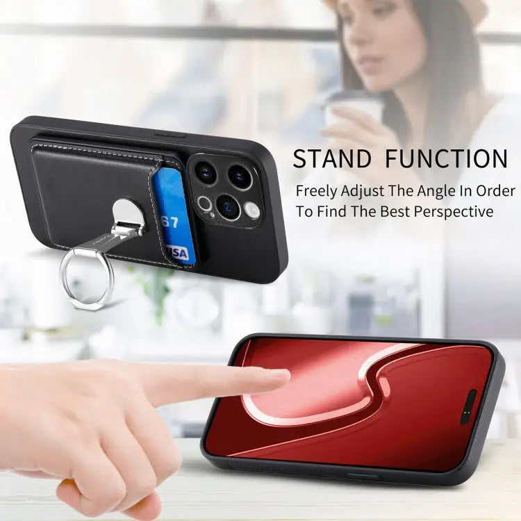Skin Feel Ring Holder Wallet Magnetic Phone Case For iPhone 15 - Apple Accessories