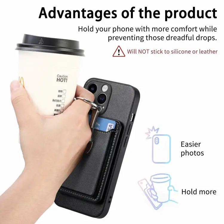 Skin Feel Ring Holder Wallet Magnetic Phone Case For iPhone 15 - Apple Accessories