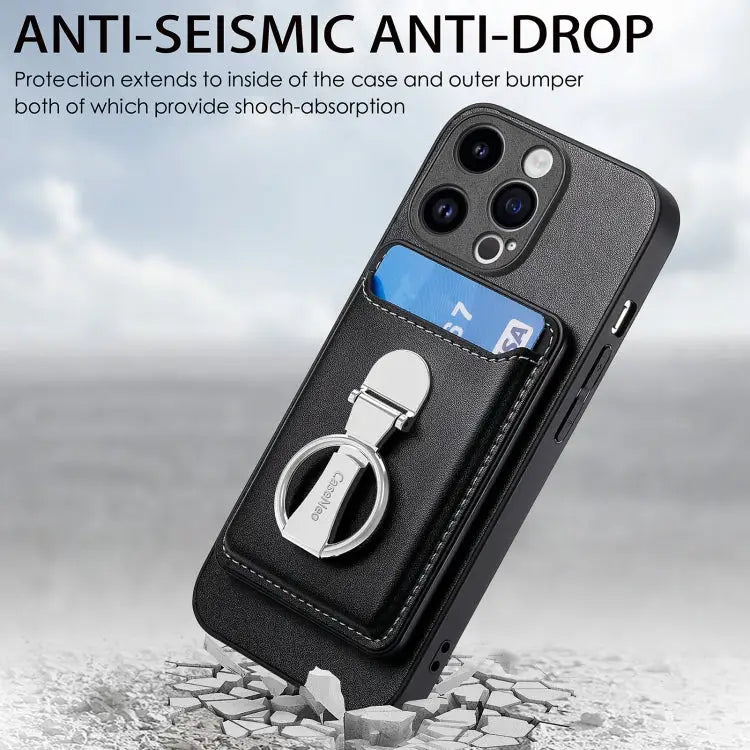 Skin Feel Ring Holder Wallet Magnetic Phone Case For iPhone 15 - Apple Accessories