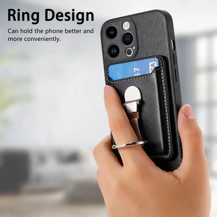 Skin Feel Ring Holder Wallet Magnetic Phone Case For iPhone 15 Pro Max For iPhone 15 Pro For iPhone 15 Plus - Apple