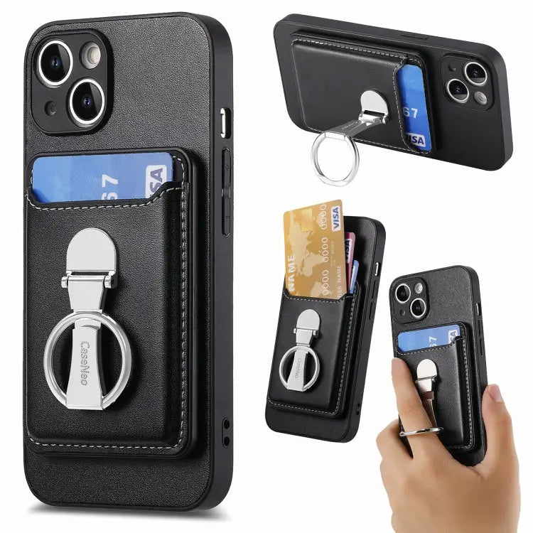 Skin Feel Ring Holder Wallet Magnetic Phone Case For iPhone 15 Pro Max For iPhone 15 Pro For iPhone 15 Plus