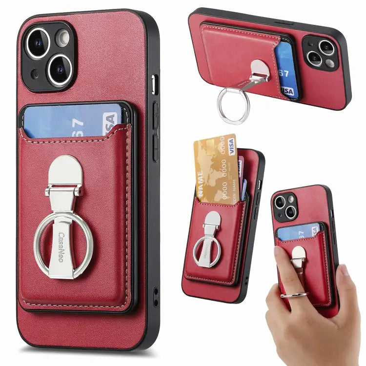 Skin Feel Ring Holder Wallet Magnetic Phone Case For iPhone 15 Pro Max For iPhone 15 Pro For iPhone 15 Plus