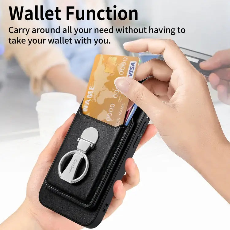 Skin Feel Ring Holder Wallet Magnetic Phone Case For iPhone 15 Pro Max For iPhone 15 Pro For iPhone 15 Plus - Apple