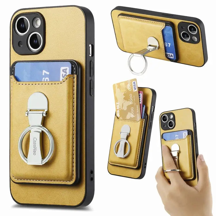 Skin Feel Ring Holder Wallet Magnetic Phone Case For iPhone 15 Pro Max For iPhone 15 Pro For iPhone 15 Plus
