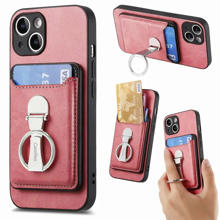 Skin Feel Ring Holder Wallet Magnetic Phone Case For iPhone 15 Pro Max For iPhone 15 Pro For iPhone 15 Plus