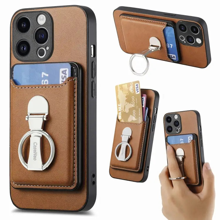 Skin Feel Ring Holder Wallet Magnetic Phone Case For iPhone 15 Pro Max For iPhone 15 Pro For iPhone 15 Plus