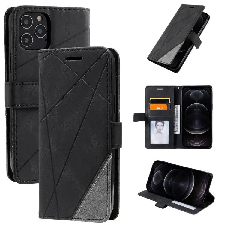 Skin Feel Splicing Horizontal Flip Leather Case with Holder & Card Slots & Wallet & Photo Frame For iPhone 12 Pro Max