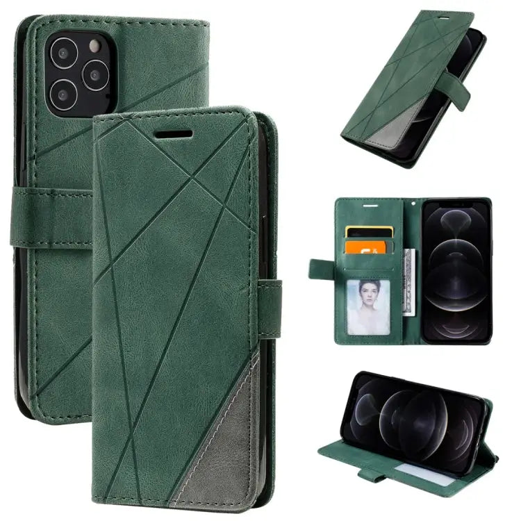 Skin Feel Splicing Horizontal Flip Leather Case with Holder & Card Slots & Wallet & Photo Frame For iPhone 12 Pro Max