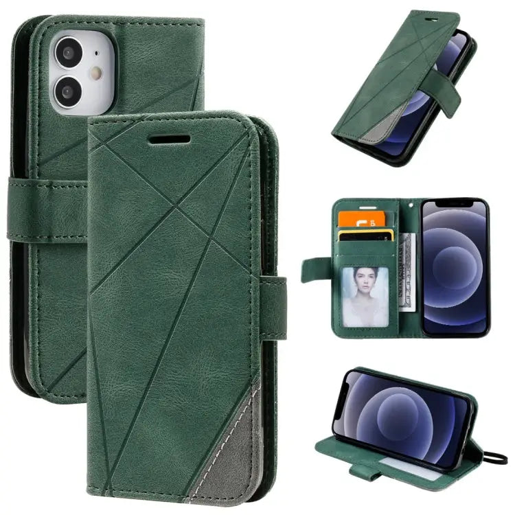 Skin Feel Splicing Horizontal Flip Leather Case with Holder & Card Slots & Wallet & Photo Frame For iPhone 12 Pro Max