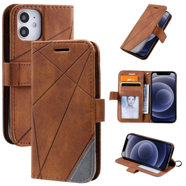 Skin Feel Splicing Horizontal Flip Leather Case with Holder & Card Slots & Wallet & Photo Frame For iPhone 12 Pro Max
