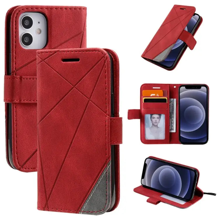 Skin Feel Splicing Horizontal Flip Leather Case with Holder & Card Slots & Wallet & Photo Frame For iPhone 12 Pro Max