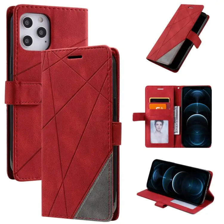 Skin Feel Splicing Horizontal Flip Leather Case with Holder & Card Slots & Wallet & Photo Frame For iPhone 12 Pro Max