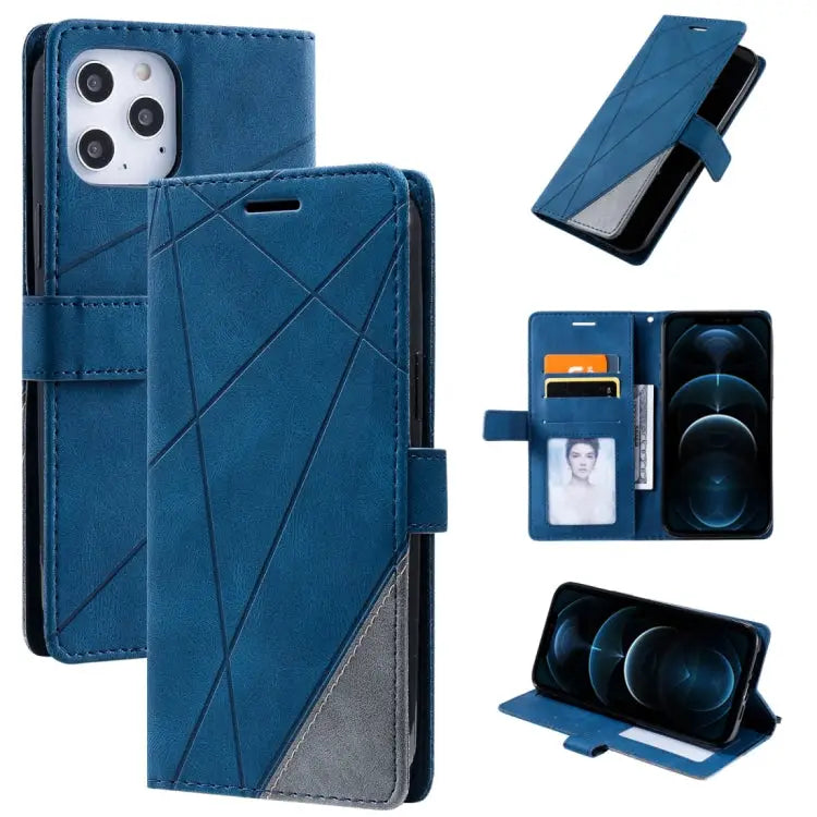 Skin Feel Splicing Horizontal Flip Leather Case with Holder & Card Slots & Wallet & Photo Frame For iPhone 12 Pro Max
