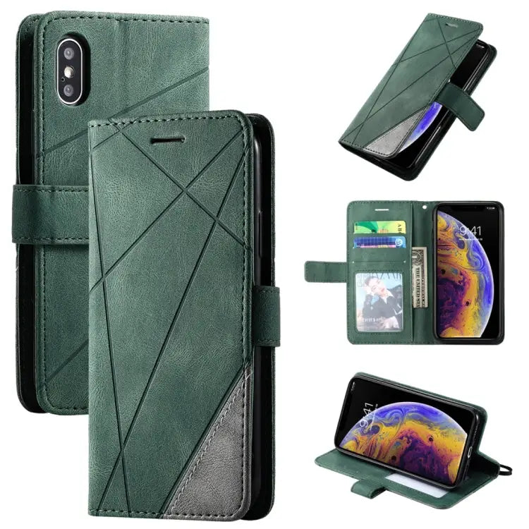 Skin Feel Splicing Horizontal Flip Leather Case with Holder & Card Slots & Wallet & Photo Frame For iPhone XS Max