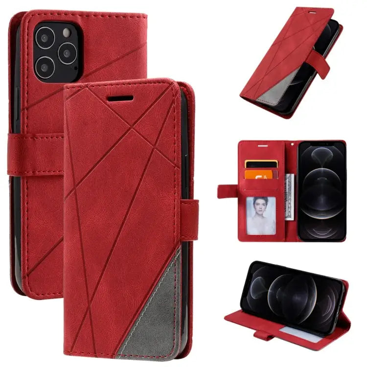 Skin Feel Splicing Horizontal Flip Leather Case with Holder & Card Slots & Wallet & Photo Frame For iPhone 12 Pro Max