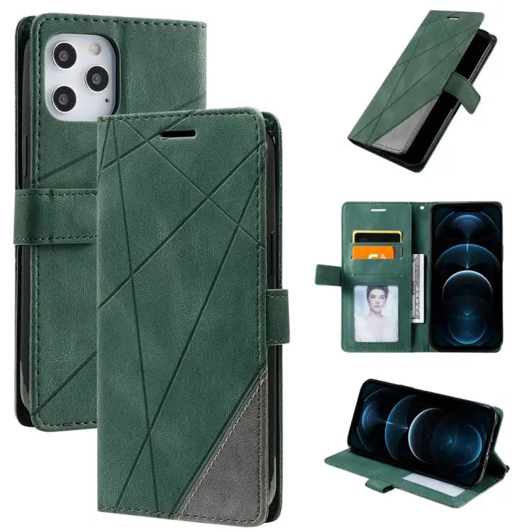 Skin Feel Splicing Horizontal Flip Leather Case with Holder & Card Slots & Wallet & Photo Frame For iPhone 12 Pro Max