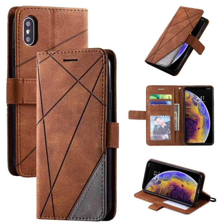 Skin Feel Splicing Horizontal Flip Leather Case with Holder & Card Slots & Wallet & Photo Frame For iPhone XS Max