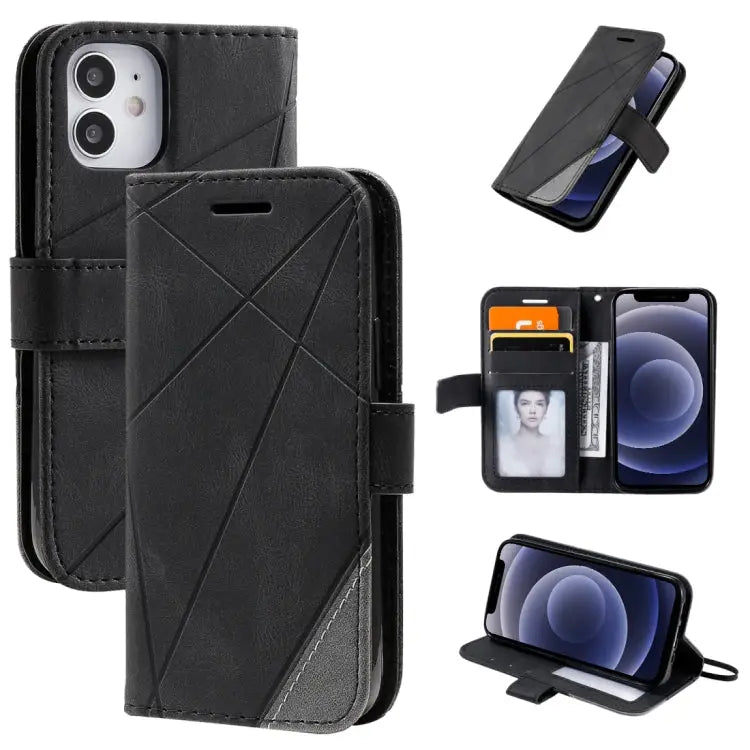 Skin Feel Splicing Horizontal Flip Leather Case with Holder & Card Slots & Wallet & Photo Frame For iPhone 12 Pro Max