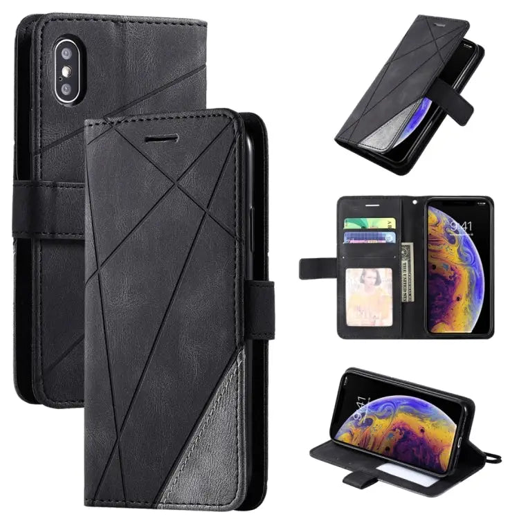 Skin Feel Splicing Horizontal Flip Leather Case with Holder & Card Slots & Wallet & Photo Frame For iPhone XS Max