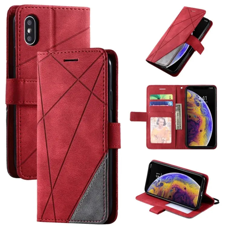 Skin Feel Splicing Horizontal Flip Leather Case with Holder & Card Slots & Wallet & Photo Frame For iPhone XS Max
