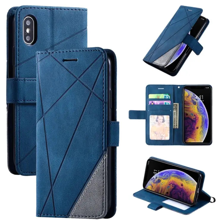 Skin Feel Splicing Horizontal Flip Leather Case with Holder & Card Slots & Wallet & Photo Frame For iPhone XS Max