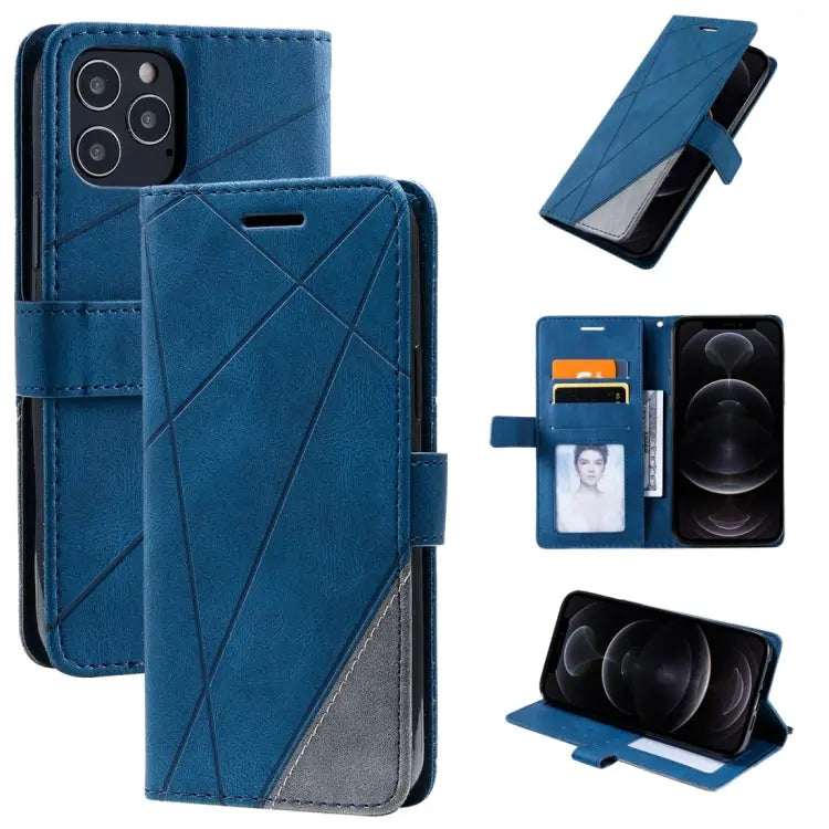 Skin Feel Splicing Horizontal Flip Leather Case with Holder & Card Slots & Wallet & Photo Frame For iPhone 12 Pro Max