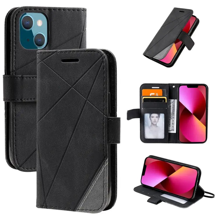 Skin Feel Splicing Horizontal Flip Leather Phone Case For iPhone 13 Pro Max For iPhone 13 Pro For iPhone 13 For iPhone