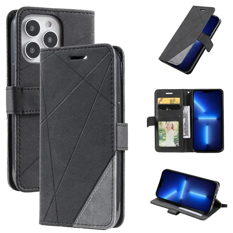 Skin Feel Splicing Horizontal Flip Leather Phone Case For iPhone 13 Pro Max For iPhone 13 Pro For iPhone 13 For iPhone