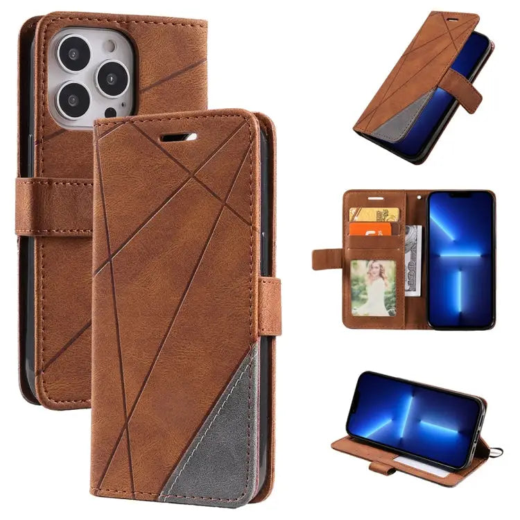 Skin Feel Splicing Horizontal Flip Leather Phone Case For iPhone 13 Pro Max For iPhone 13 Pro For iPhone 13 For iPhone