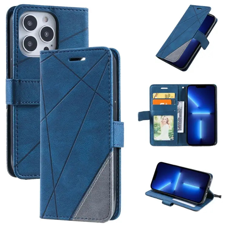 Skin Feel Splicing Horizontal Flip Leather Phone Case For iPhone 13 Pro Max For iPhone 13 Pro For iPhone 13 For iPhone