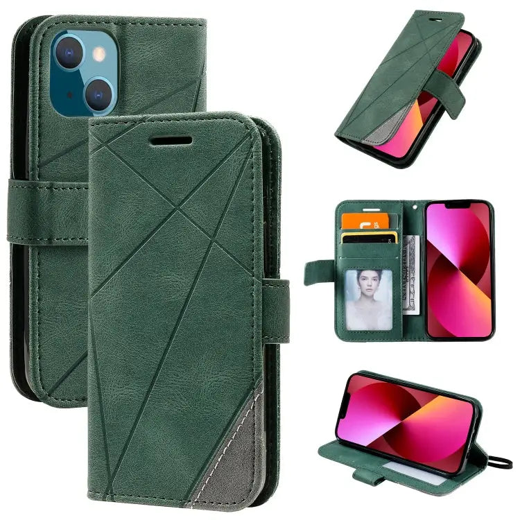 Skin Feel Splicing Horizontal Flip Leather Phone Case For iPhone 13 Pro Max For iPhone 13 Pro For iPhone 13 For iPhone