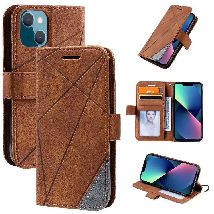Skin Feel Splicing Horizontal Flip Leather Phone Case For iPhone 13 Pro Max For iPhone 13 Pro For iPhone 13 For iPhone