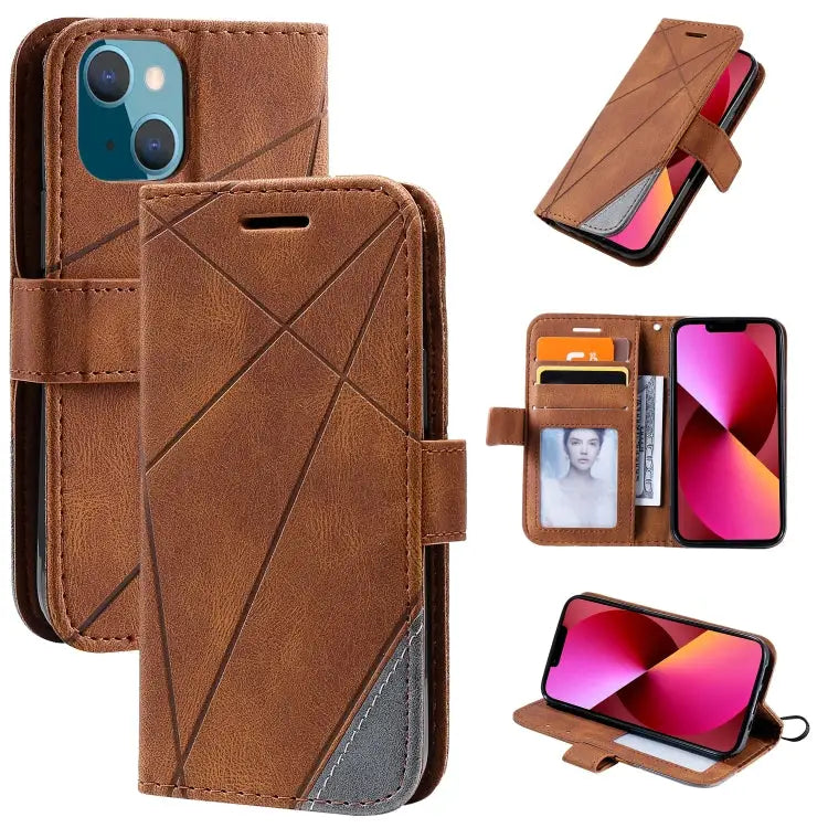 Skin Feel Splicing Horizontal Flip Leather Phone Case For iPhone 13 Pro Max For iPhone 13 Pro For iPhone 13 For iPhone