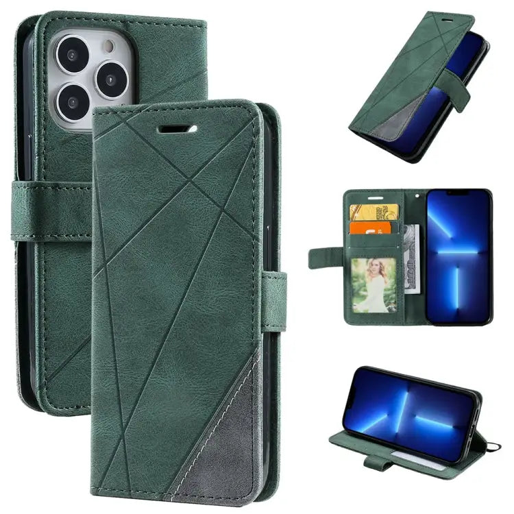 Skin Feel Splicing Horizontal Flip Leather Phone Case For iPhone 13 Pro Max For iPhone 13 Pro For iPhone 13 For iPhone