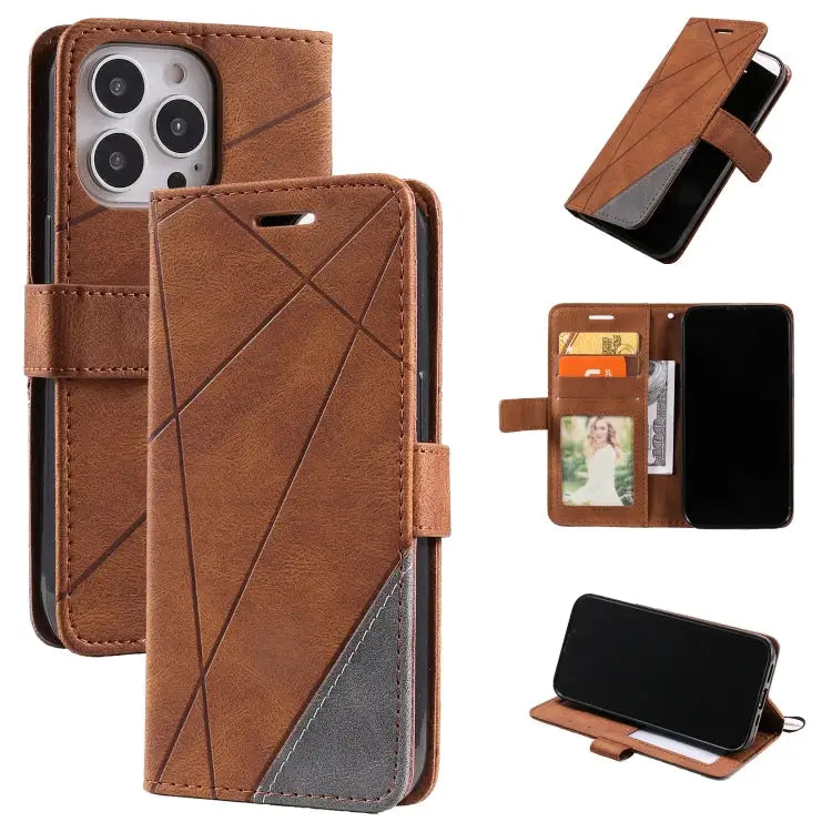 Skin Feel Splicing Horizontal Flip Leather Phone Case For iPhone 13 Pro Max For iPhone 13 Pro For iPhone 13 For iPhone
