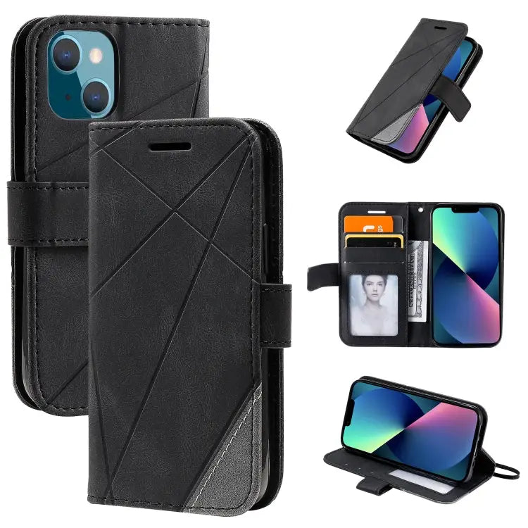 Skin Feel Splicing Horizontal Flip Leather Phone Case For iPhone 13 Pro Max For iPhone 13 Pro For iPhone 13 For iPhone