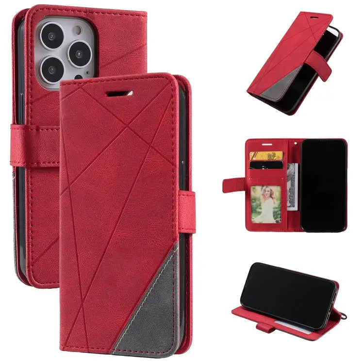 Skin Feel Splicing Horizontal Flip Leather Phone Case For iPhone 13 Pro Max For iPhone 13 Pro For iPhone 13 For iPhone