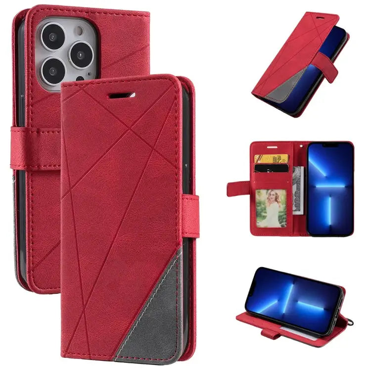 Skin Feel Splicing Horizontal Flip Leather Phone Case For iPhone 13 Pro Max For iPhone 13 Pro For iPhone 13 For iPhone