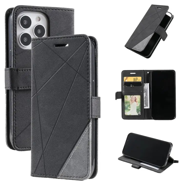 Skin Feel Splicing Horizontal Flip Leather Phone Case For iPhone 13 Pro Max For iPhone 13 Pro For iPhone 13 For iPhone