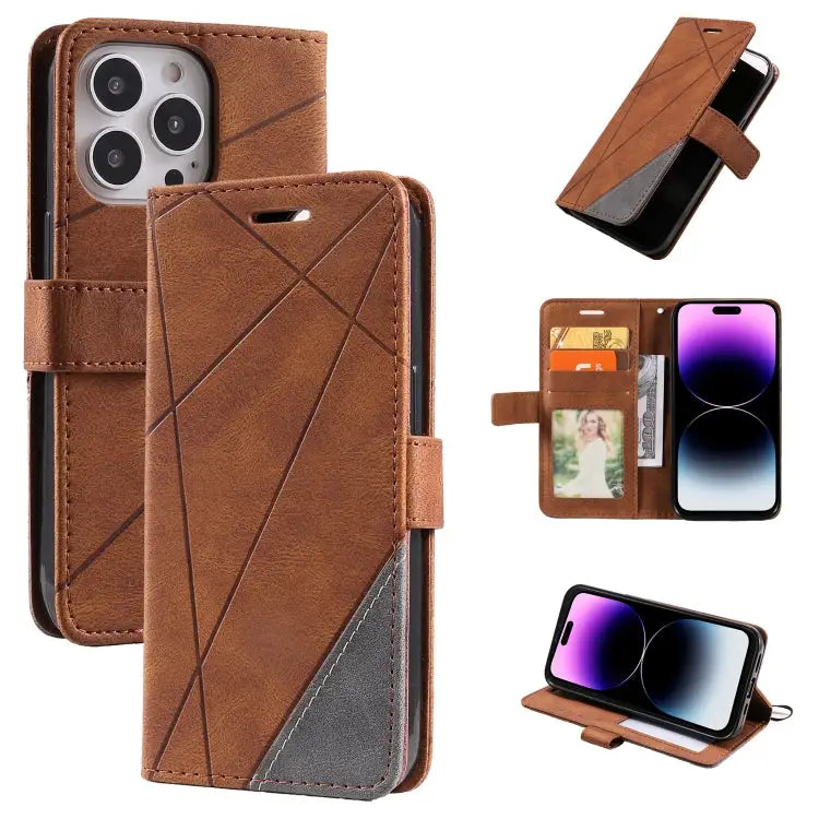 Skin Feel Splicing Leather Phone Case For iPhone 14 Pro Max For iPhone 14 Pro For iPhone 14 For iPhone 14 Plus