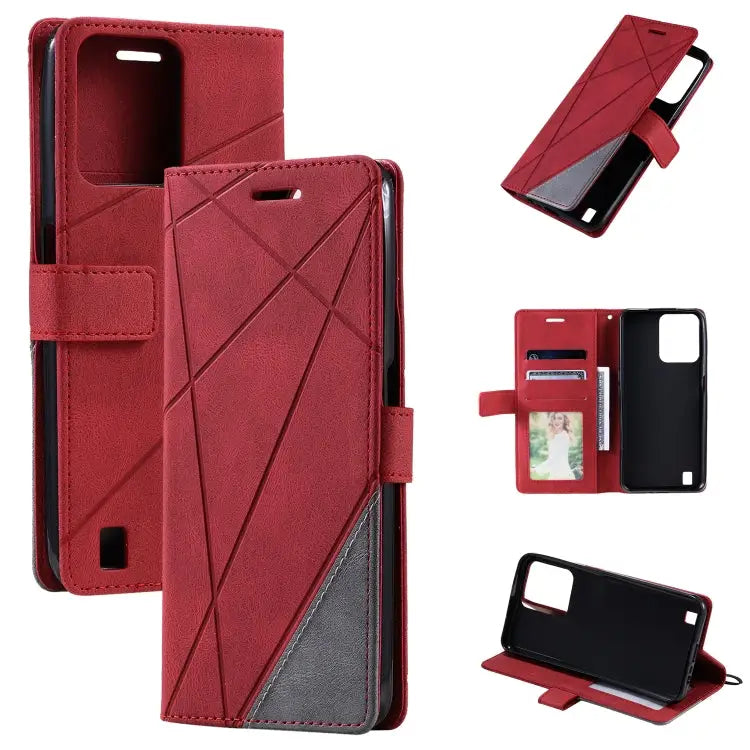 Skin Feel Splicing Leather Phone Case For Samsung Galaxy A23 4G For Realme C21Y For Realme C31 For Realme C35