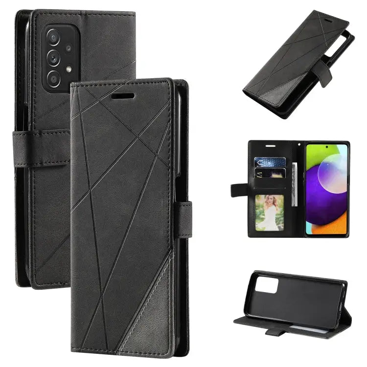 Skin Feel Splicing Leather Phone Case For Samsung Galaxy A23 4G For Realme C21Y For Realme C31 For Realme C35