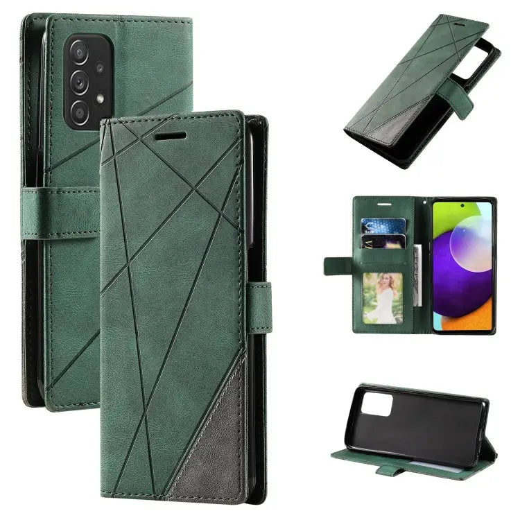 Skin Feel Splicing Leather Phone Case For Samsung Galaxy A23 4G For Realme C21Y For Realme C31 For Realme C35
