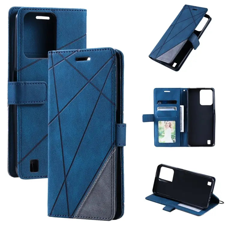 Skin Feel Splicing Leather Phone Case For Samsung Galaxy A23 4G For Realme C21Y For Realme C31 For Realme C35