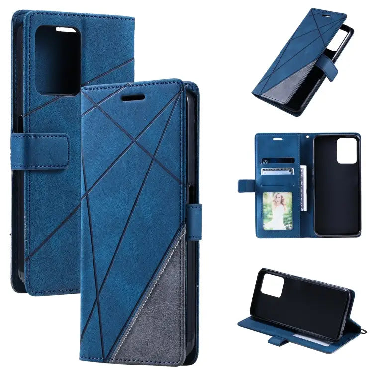 Skin Feel Splicing Leather Phone Case For Samsung Galaxy A23 4G For Realme C21Y For Realme C31 For Realme C35