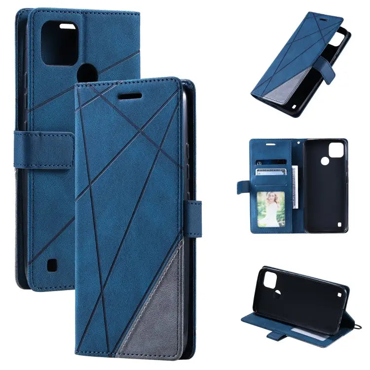 Skin Feel Splicing Leather Phone Case For Samsung Galaxy A23 4G For Realme C21Y For Realme C31 For Realme C35